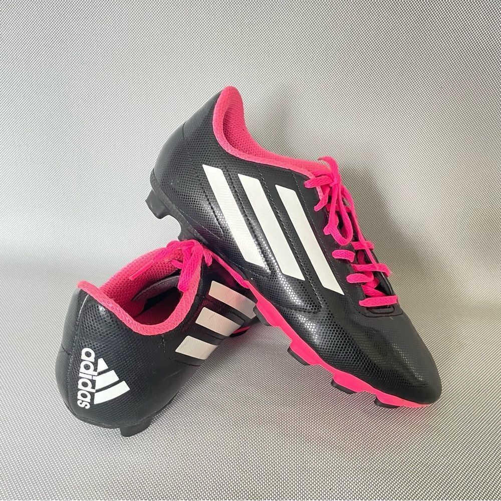 Adidas Junior Conquisto FG JR Soccer Cleats Black Pink Male Size 6